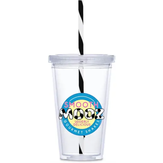 Malibu Double-Wall Plastic Tumbler & Straw Black